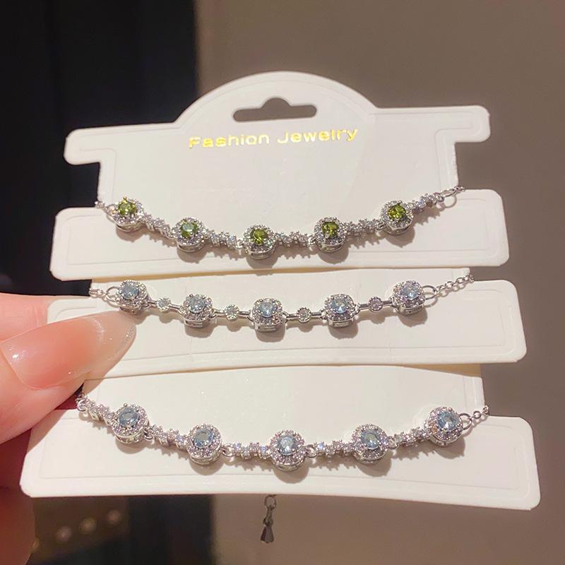 轻奢锆石几何圆形方形手链法式复古个性小众…