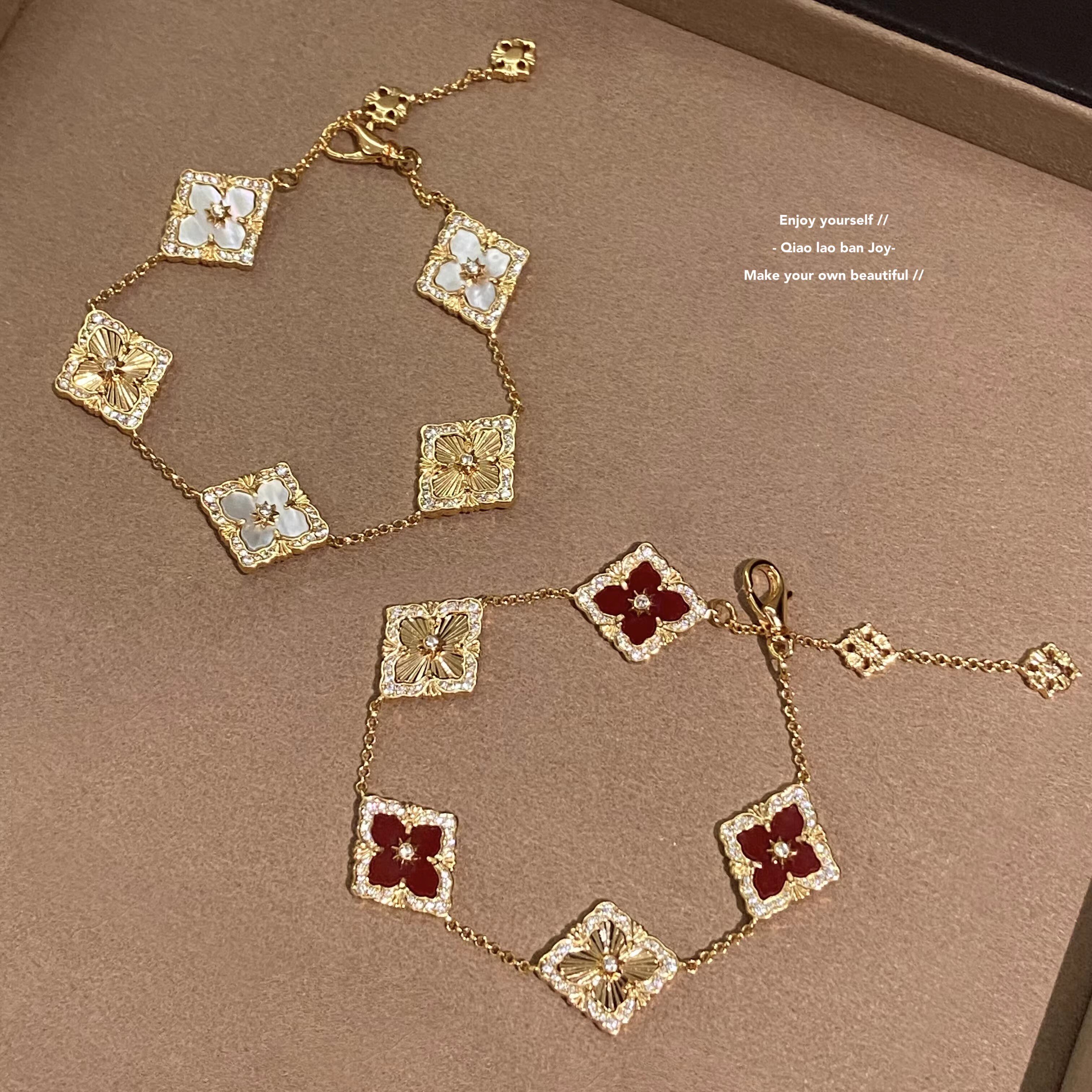 红色四叶花手链